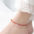Fortune Jewel 925 Sterling Silver Peace Buckle Luck String Braid Rope Anklet