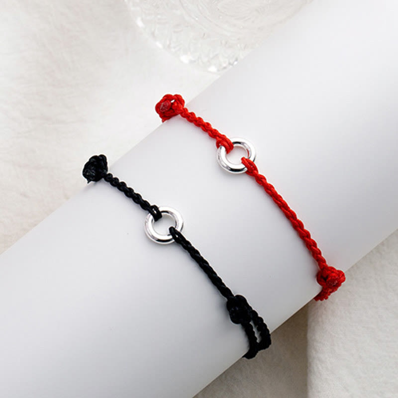 Fortune Jewel 925 Sterling Silver Peace Buckle Luck String Braid Rope Anklet