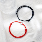 Fortune Jewel 925 Sterling Silver Peace Buckle Luck String Braid Rope Anklet