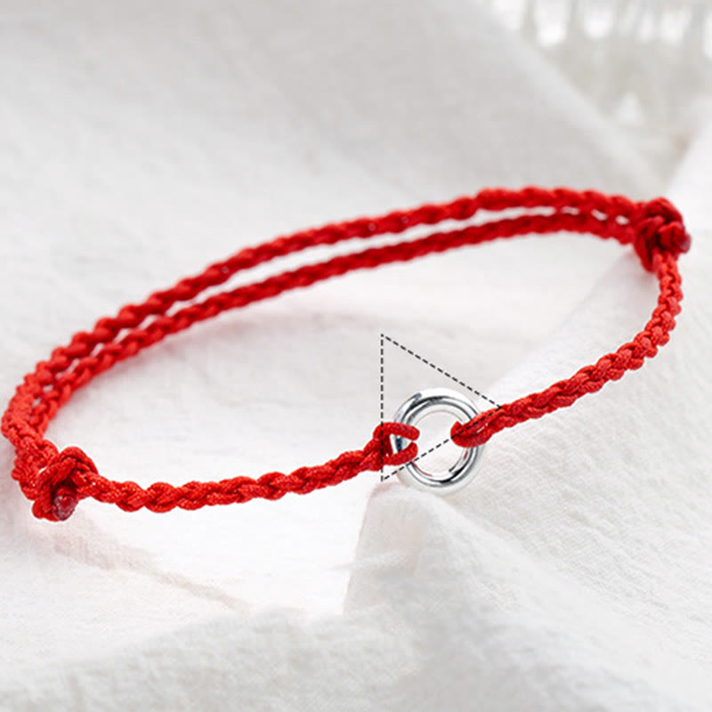 Fortune Jewel 925 Sterling Silver Peace Buckle Luck String Braid Rope Anklet