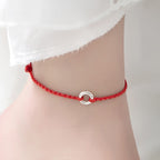 Fortune Jewel 925 Sterling Silver Peace Buckle Luck String Braid Rope Anklet