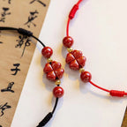 Fortune Jewel Cinnabar Four Leaf Clover Blessing String Rope Anklet
