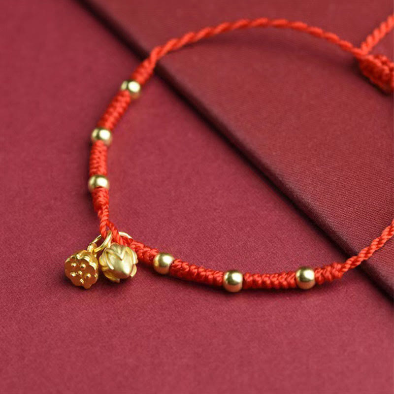 Fortune Jewel Lotus Pod Charm Luck String Rope Anklet Fortune Jewel