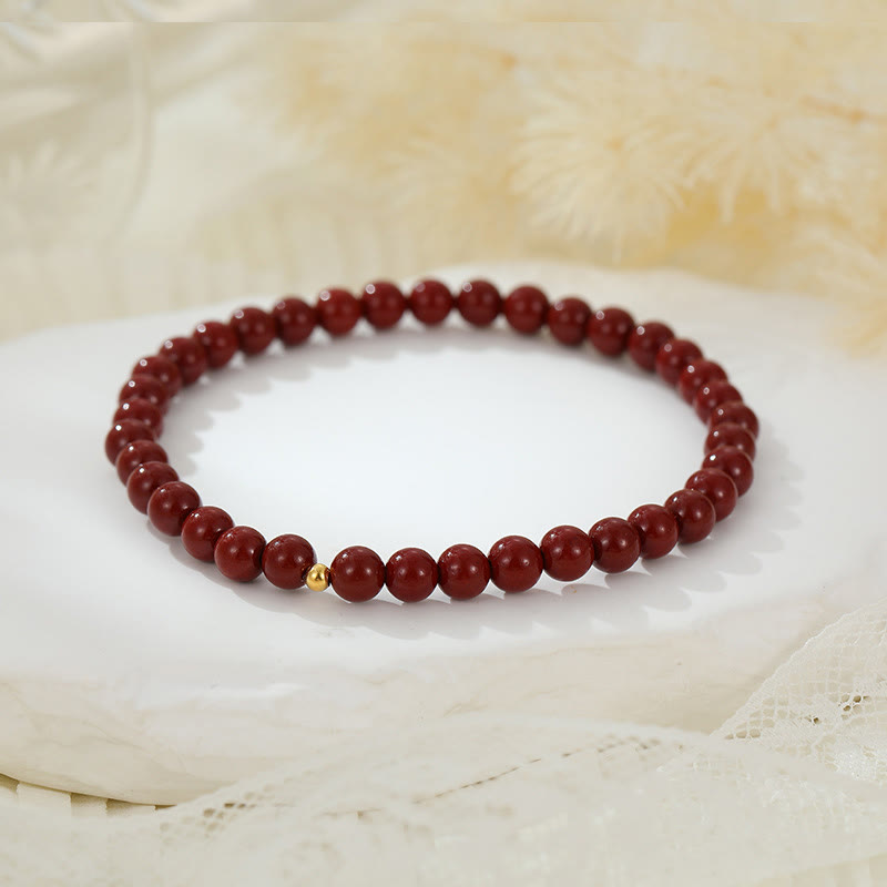 Fortune Jewel 925 Sterling Silver Cinnabar Beads Blessing Anklet