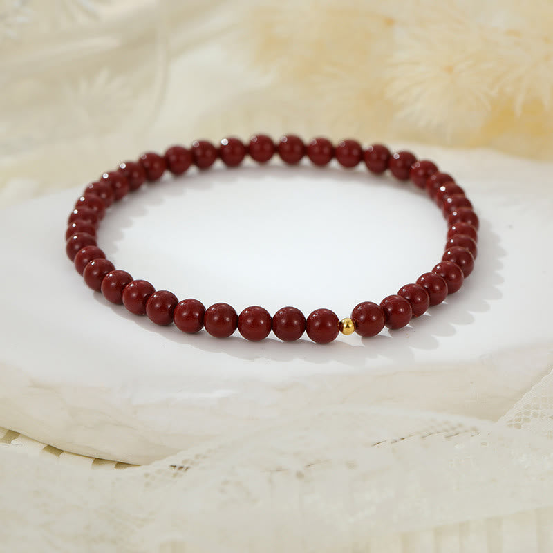Fortune Jewel 925 Sterling Silver Cinnabar Beads Blessing Anklet