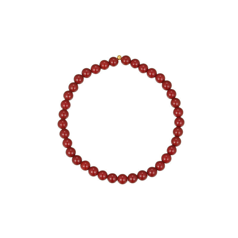 Fortune Jewel 925 Sterling Silver Cinnabar Beads Blessing Anklet