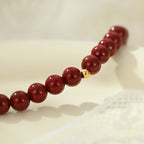 Fortune Jewel 925 Sterling Silver Cinnabar Beads Blessing Anklet