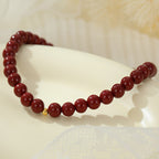 Fortune Jewel 925 Sterling Silver Cinnabar Beads Blessing Anklet