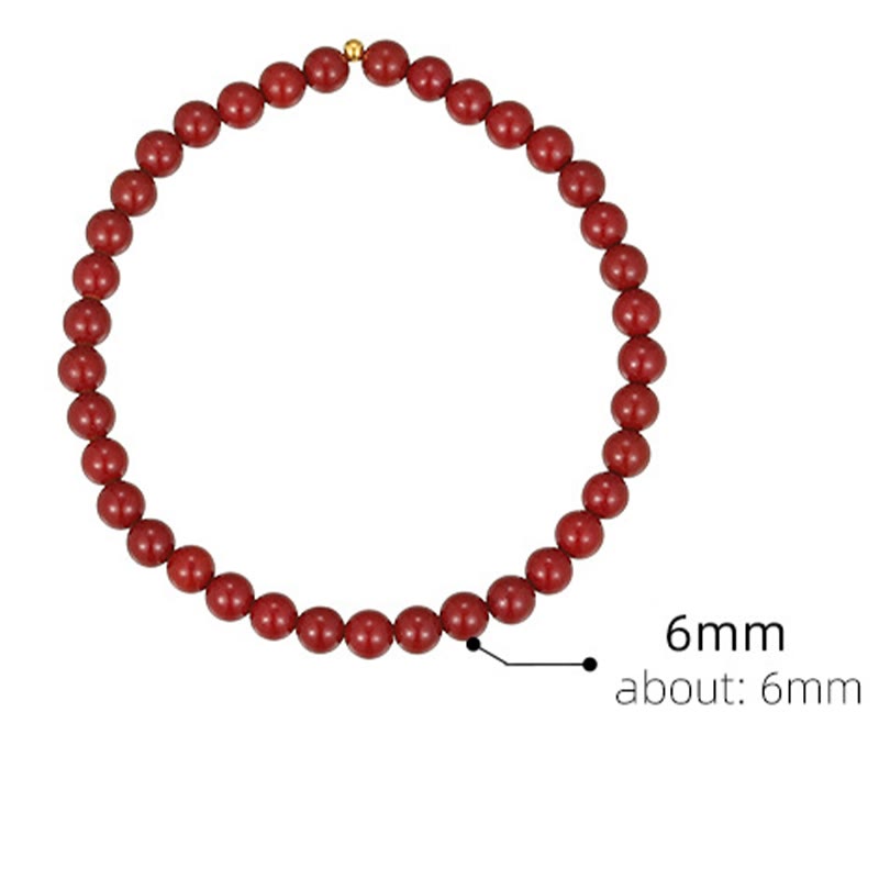 Fortune Jewel 925 Sterling Silver Cinnabar Beads Blessing Anklet