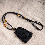 Fortune Jewel Black Obsidian Dragon Carved Luck Protection Necklace Pendant