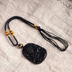 Fortune Jewel Black Obsidian Dragon Carved Luck Protection Necklace Pendant