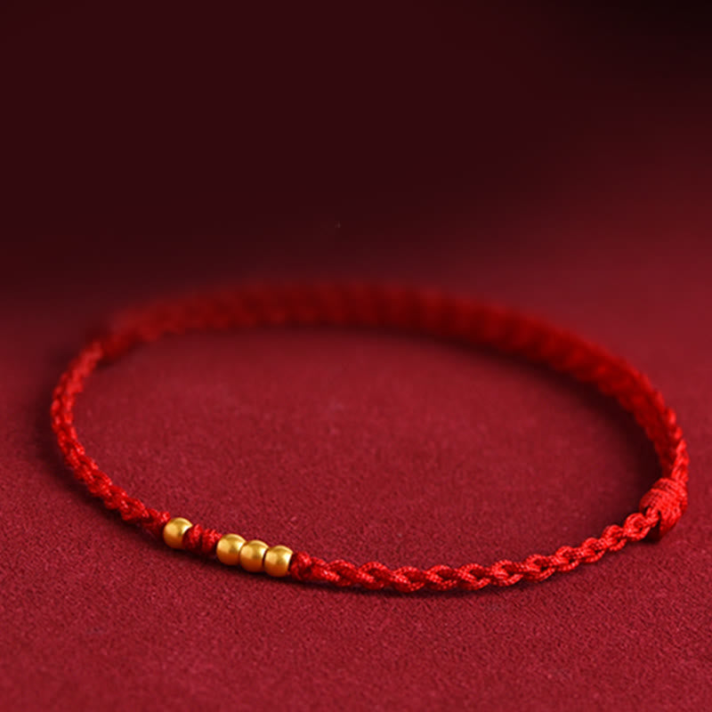 Fortune Jewel 999 Gold Beads Luck Braided Protection Couple Bracelet