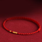 Fortune Jewel 999 Gold Beads Luck Braided Protection Couple Bracelet
