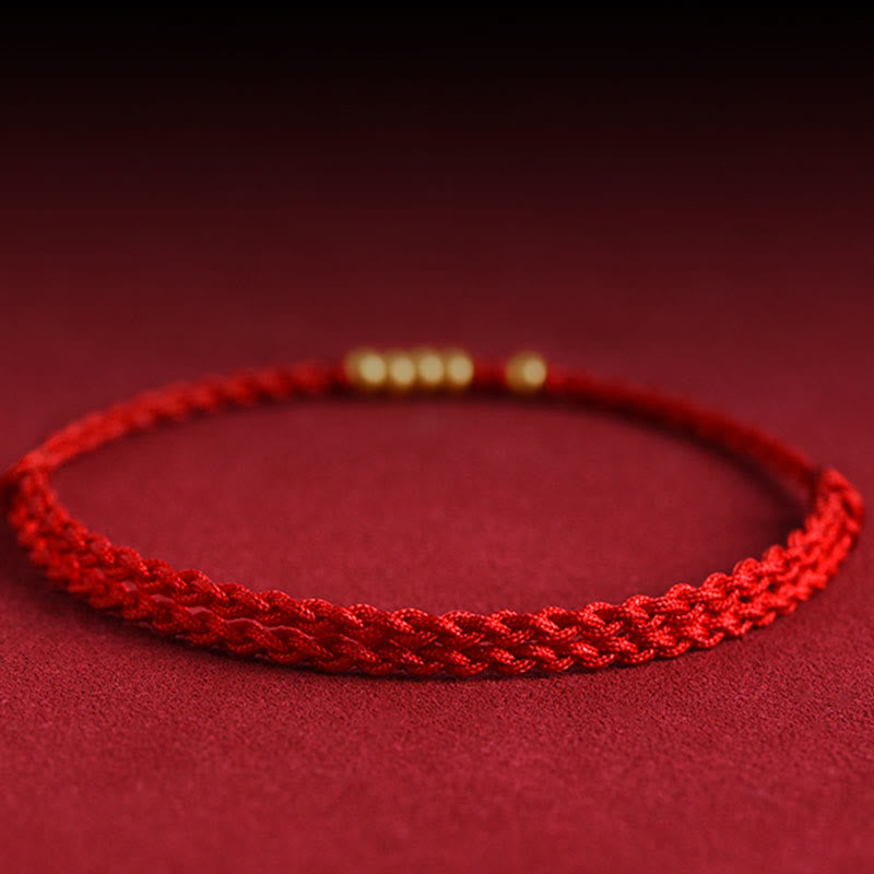 Fortune Jewel 999 Gold Beads Luck Braided Protection Couple Bracelet