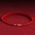 Fortune Jewel 999 Gold Beads Luck Braided Protection Couple Bracelet