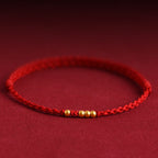 Fortune Jewel 999 Gold Beads Luck Braided Protection Couple Bracelet