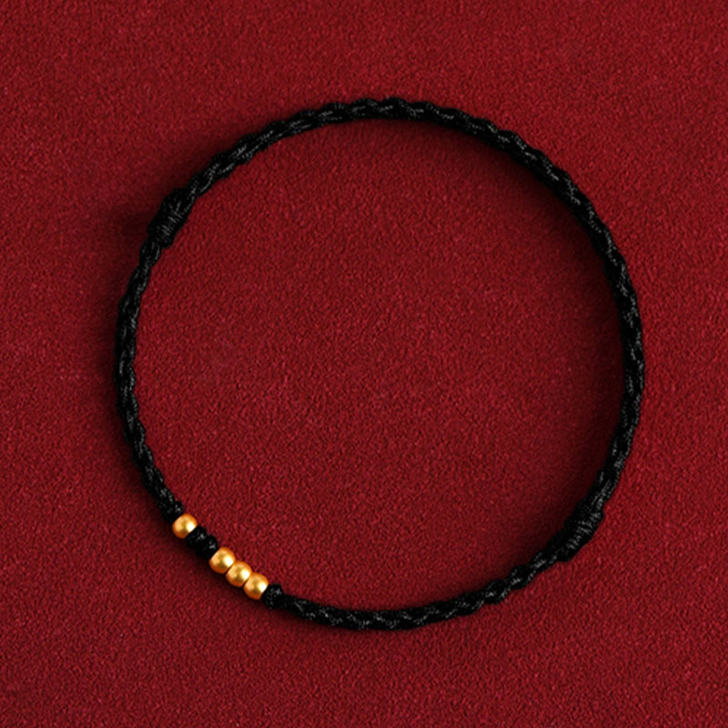 Fortune Jewel 999 Gold Beads Luck Braided Protection Couple Bracelet