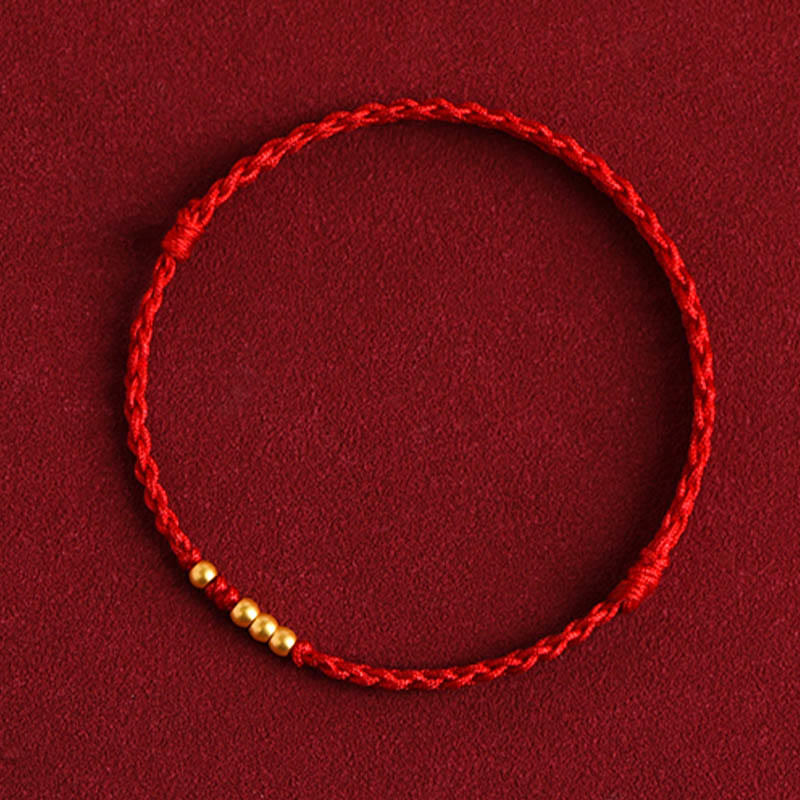 Fortune Jewel 999 Gold Beads Luck Braided Protection Couple Bracelet