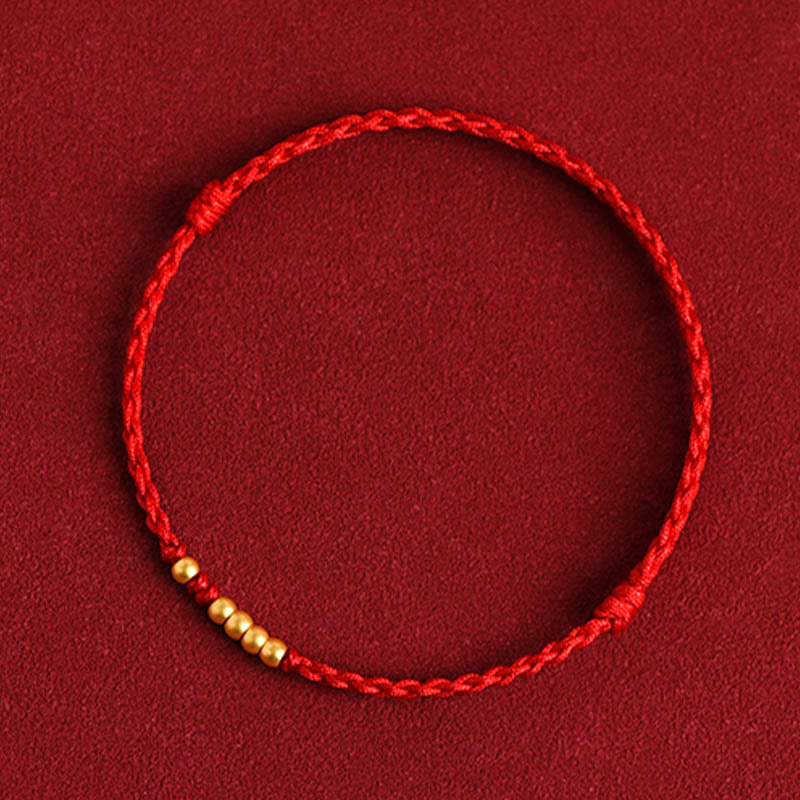 Fortune Jewel 999 Gold Beads Luck Braided Protection Couple Bracelet