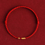 Fortune Jewel 999 Gold Beads Luck Braided Protection Couple Bracelet
