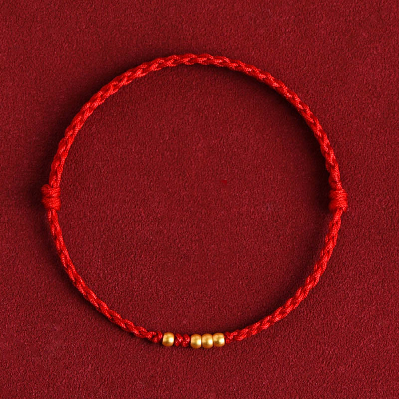 Fortune Jewel 999 Gold Beads Luck Braided Protection Couple Bracelet