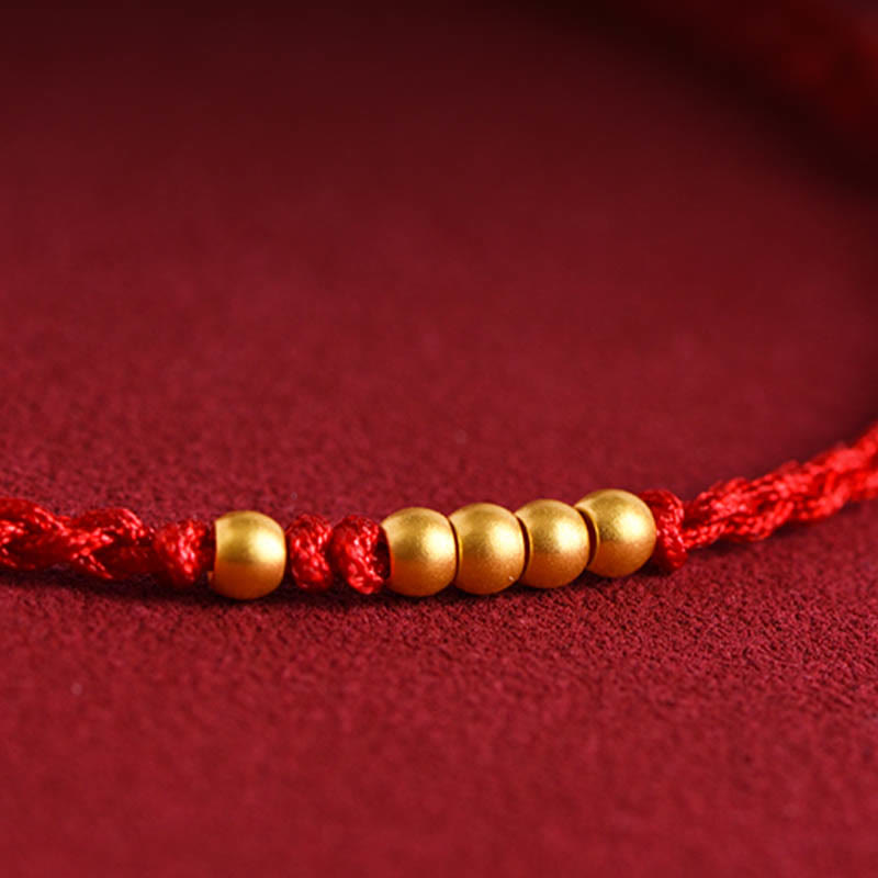 Fortune Jewel 999 Gold Beads Luck Braided Protection Couple Bracelet
