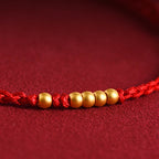 Fortune Jewel 999 Gold Beads Luck Braided Protection Couple Bracelet