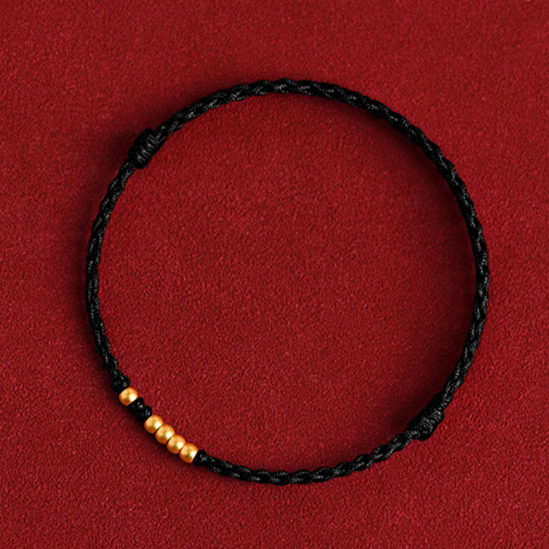 Fortune Jewel 999 Gold Beads Luck Braided Protection Couple Bracelet