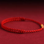 Fortune Jewel 999 Gold Beads Luck Braided Protection Couple Bracelet