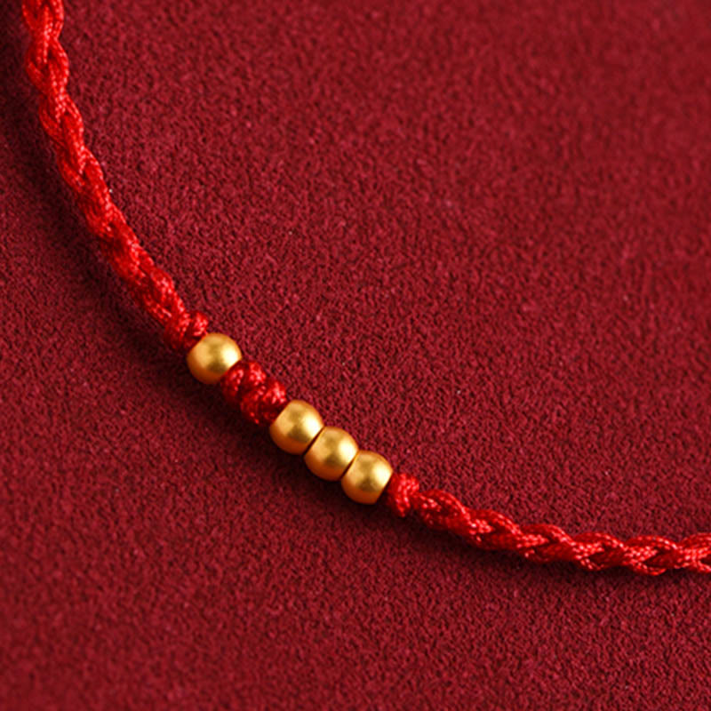 Fortune Jewel 999 Gold Beads Luck Braided Protection Couple Bracelet