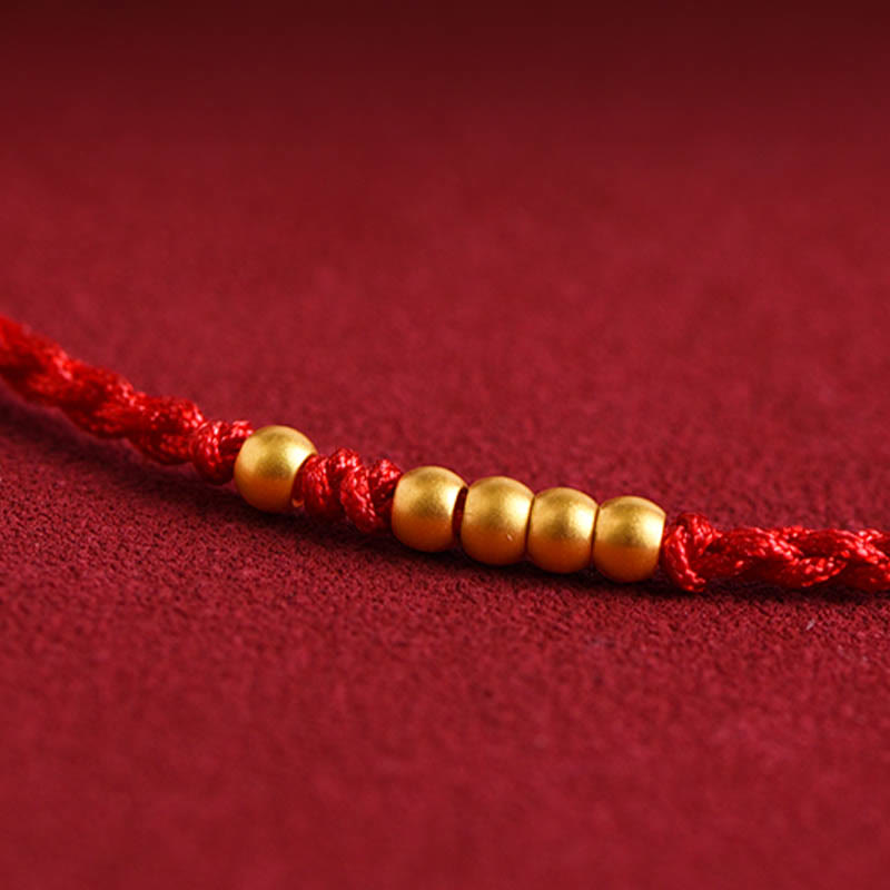 Fortune Jewel 999 Gold Beads Luck Braided Protection Couple Bracelet