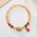 Fortune Jewel Natural Citrine Red Agate Green Chalcedony Protection Bracelet