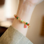 Fortune Jewel Natural Citrine Red Agate Green Chalcedony Protection Bracelet