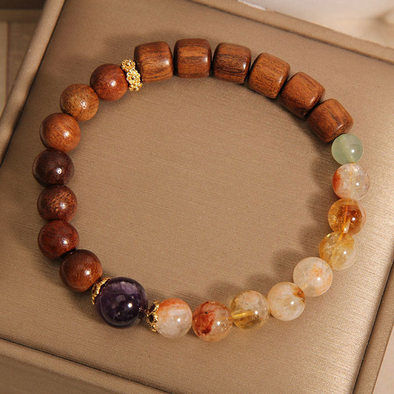 Fortune Jewel Sandalwood Rosewood Citrine Protection Bracelet