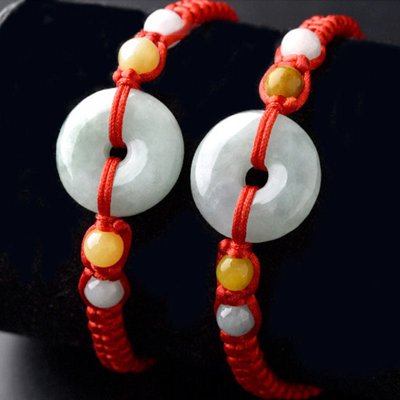 Fortune Jewel Jade Peace Buckle Luck Red String Bracelet