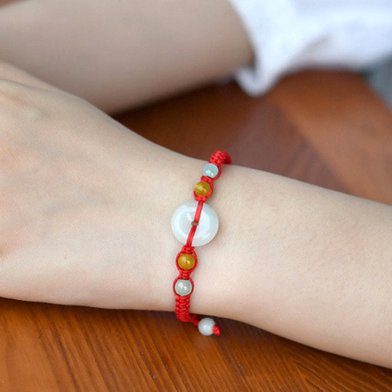 Fortune Jewel Jade Peace Buckle Luck Red String Bracelet