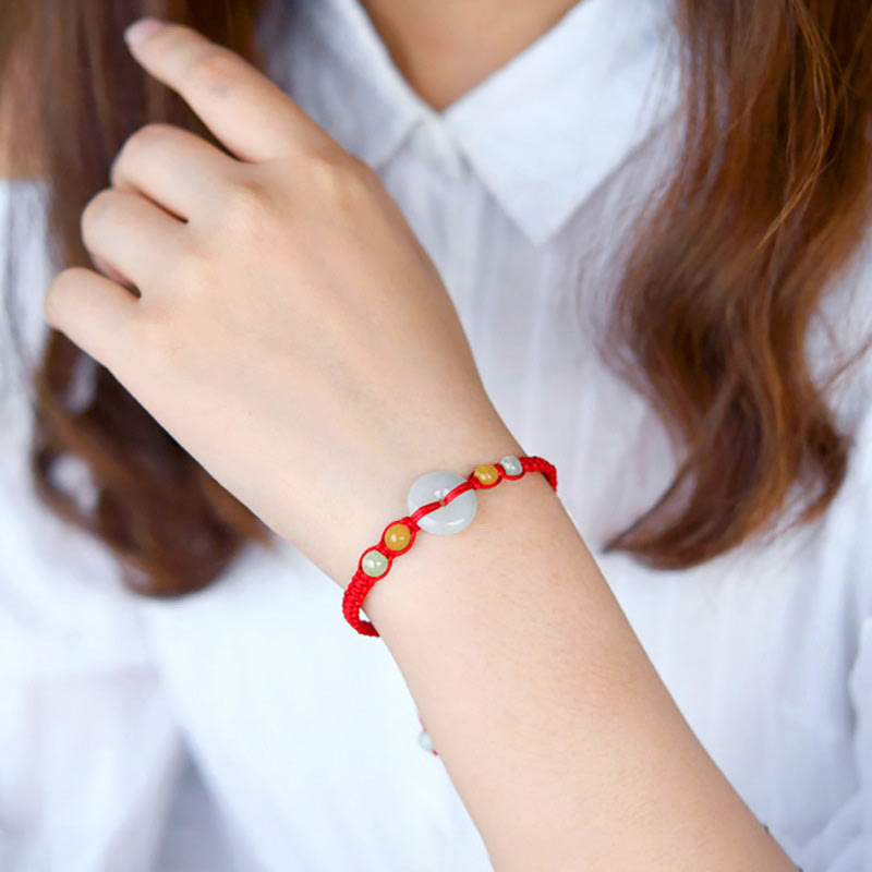 Fortune Jewel Jade Peace Buckle Luck Red String Bracelet
