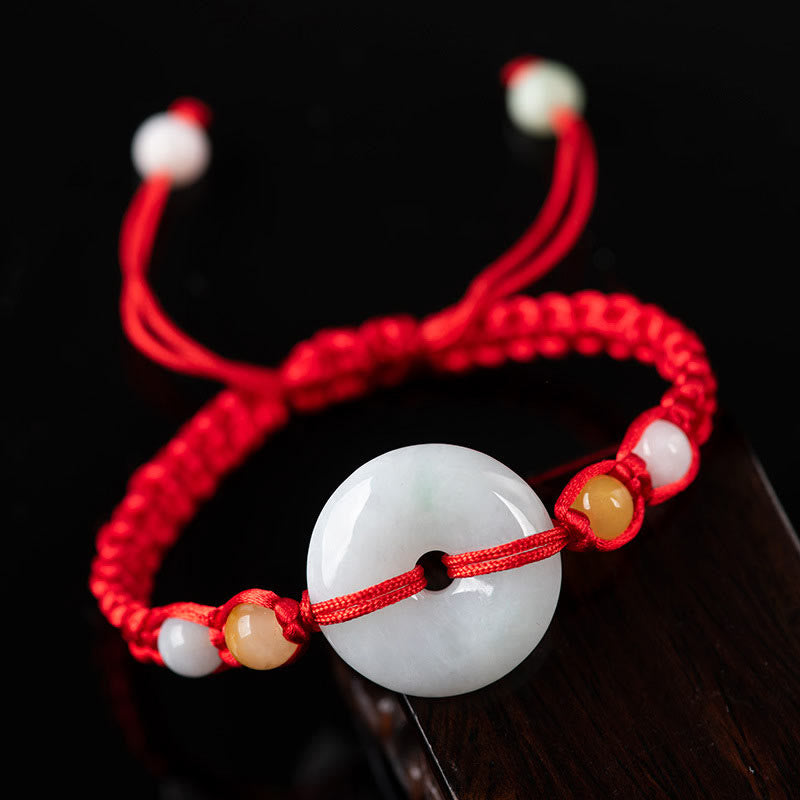 Fortune Jewel Jade Peace Buckle Luck Red String Bracelet