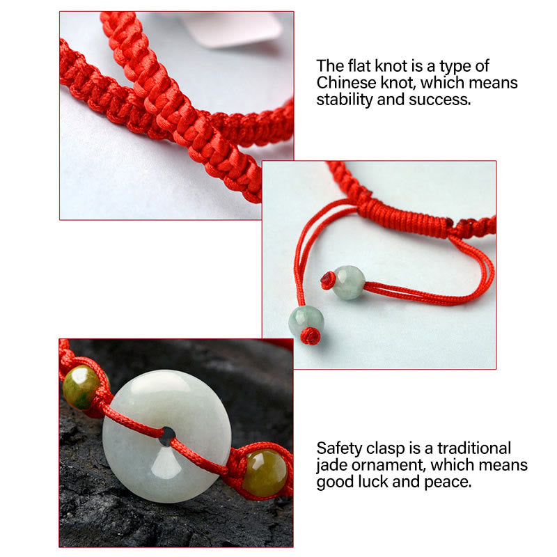 Fortune Jewel Jade Peace Buckle Luck Red String Bracelet