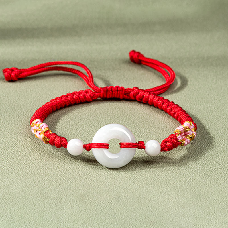 Fortune Jewel Jade Luck Abundance Red String Bracelet