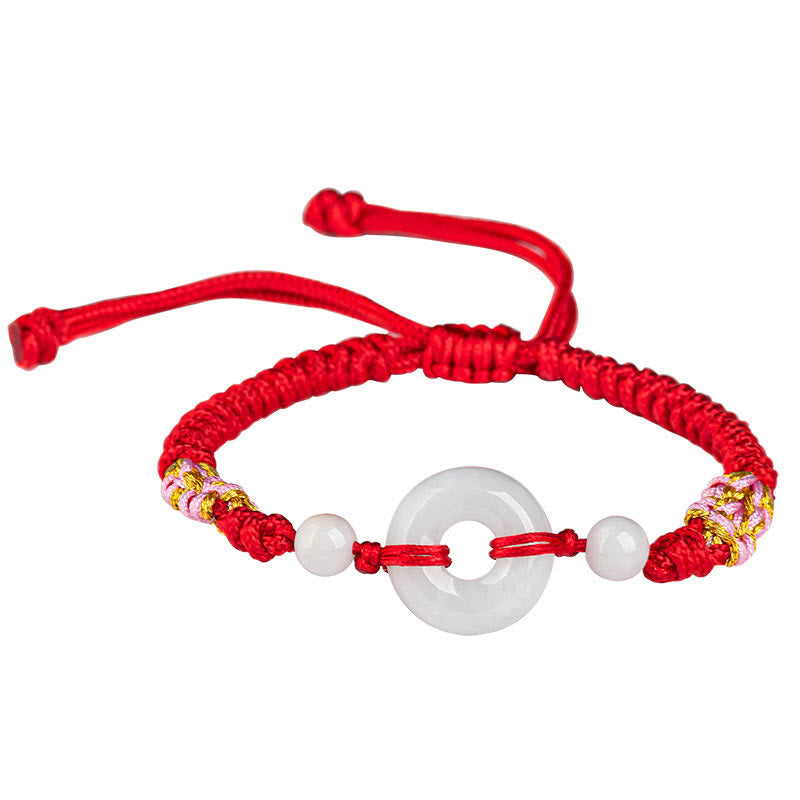 Fortune Jewel Jade Luck Abundance Red String Bracelet
