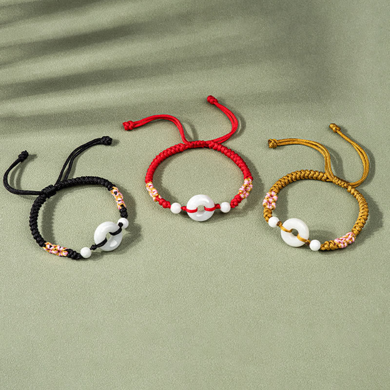 Fortune Jewel Jade Luck Abundance Red String Bracelet
