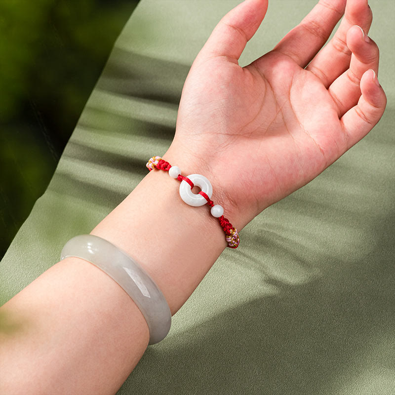 Fortune Jewel Jade Luck Abundance Red String Bracelet
