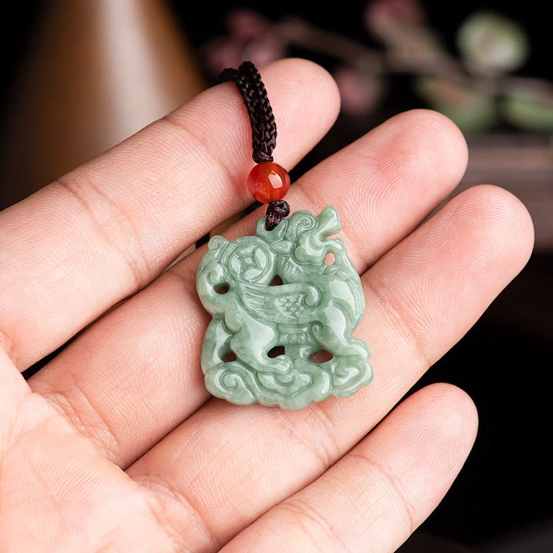 Fortune Jewel Jade PiXiu Wealth Luck String Necklace Pendant