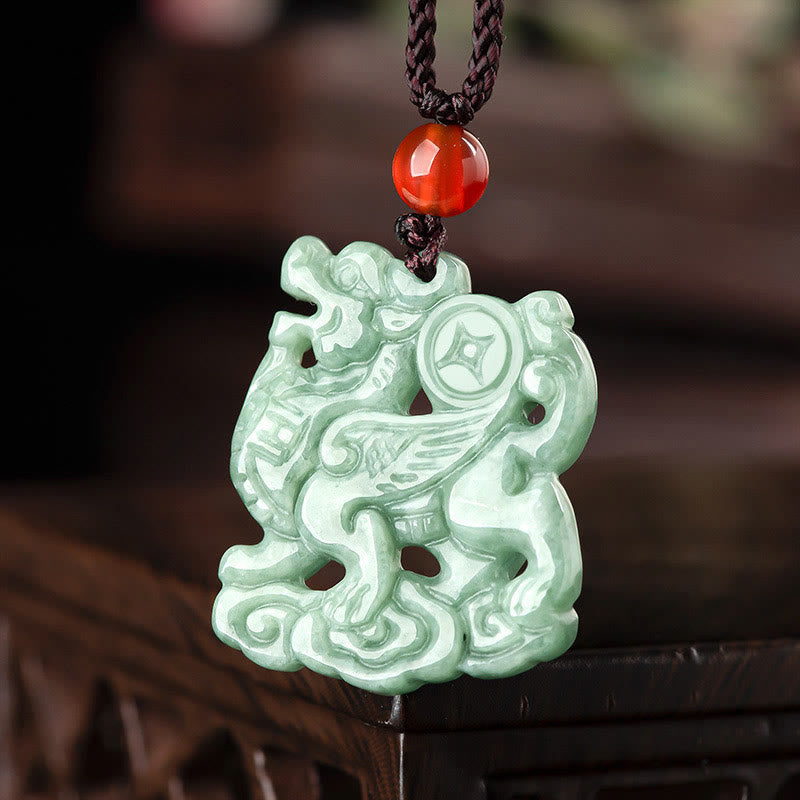 Fortune Jewel Jade PiXiu Wealth Luck String Necklace Pendant