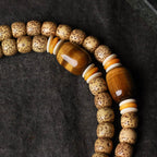 Fortune Jewel 108 Mala Beads Bodhi Seed Tiger's Eye Fu Character Peace Bracelet