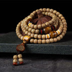Fortune Jewel 108 Mala Beads Bodhi Seed Tiger's Eye Fu Character Peace Bracelet