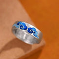Fortune Jewel Blue Auspicious Clouds Pattern Wealth Copper Adjustable Ring