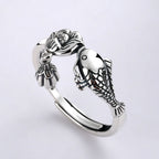 Fortune Jewel 925 Sterling Silver Koi Fish Lotus Flower Success Ring Fortune Jewel