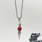 Fortune Jewel Cinnabar Sanskrit Dorje Vajra Pattern Blessing Necklace Pendant